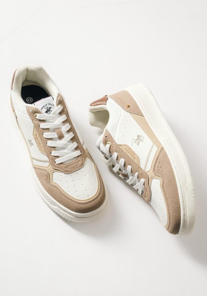 BEVERLY HILLS POLO CLUB sneaker με μπεζ suede λεπτομέρειες ΑΣΠΡΟ