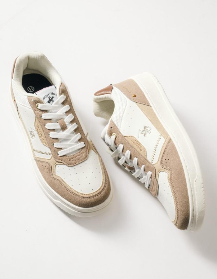 BEVERLY HILLS POLO CLUB sneaker με μπεζ suede λεπτομέρειες ΑΣΠΡΟ