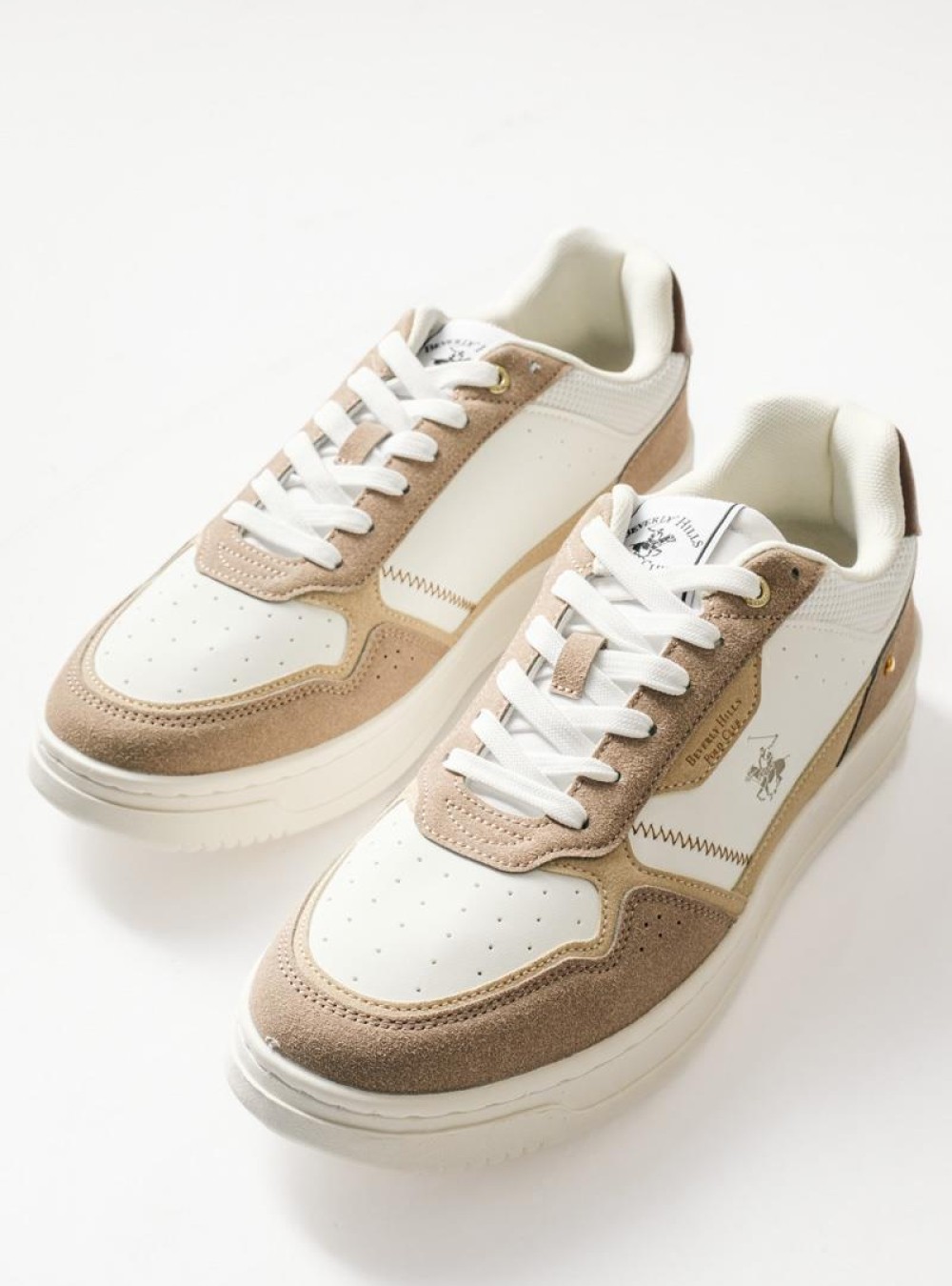 BEVERLY HILLS POLO CLUB sneaker με μπεζ suede λεπτομέρειες ΑΣΠΡΟ BEVERLY HILLS POLO CLUB sneaker με μπεζ suede λεπτομέρειες ΑΣΠΡΟ