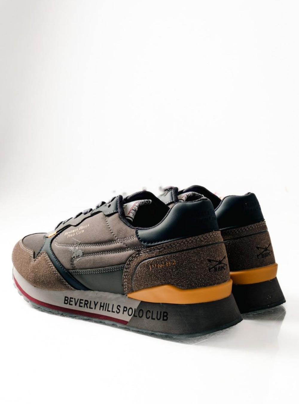 BEVERLY HILLS POLO CLUB sneaker με συνδυασμό υλικών με logo στη σόλα ΓΚΡΙ