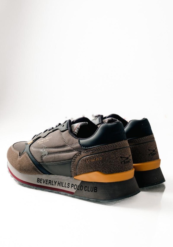 BEVERLY HILLS POLO CLUB sneaker με συνδυασμό υλικών με logo στη σόλα ΓΚΡΙ