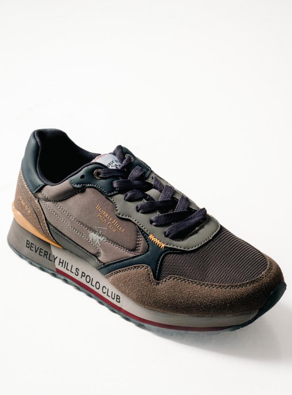 BEVERLY HILLS POLO CLUB sneaker με συνδυασμό υλικών με logo στη σόλα ΓΚΡΙ