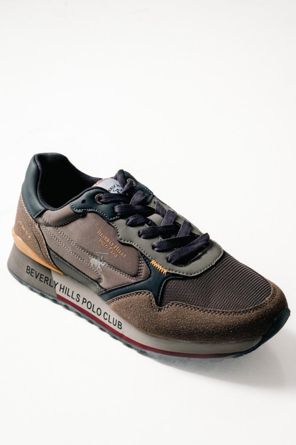 BEVERLY HILLS POLO CLUB sneaker με συνδυασμό υλικών με logo στη σόλα ΓΚΡΙ