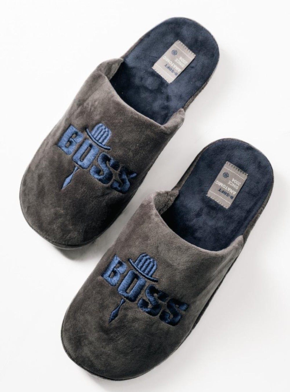 B-SOFT ανδρικές παντόφλες BOSS με αντιολισθητική σόλα ΓΚΡΙ