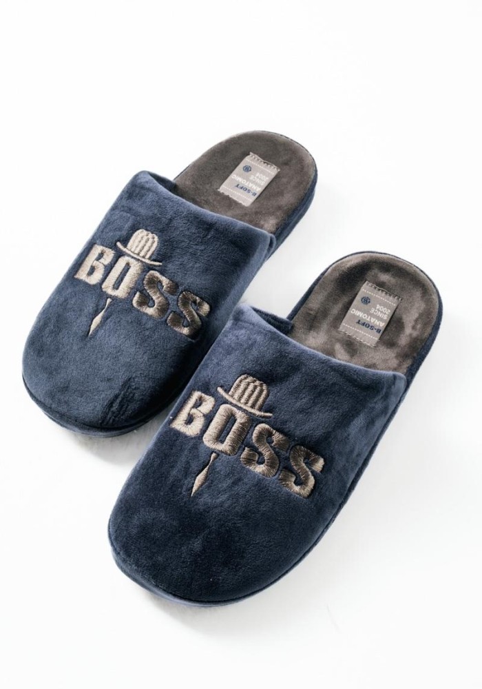 B-SOFT ανδρικές παντόφλες BOSS με αντιολισθητική σόλα ΜΠΛΕ