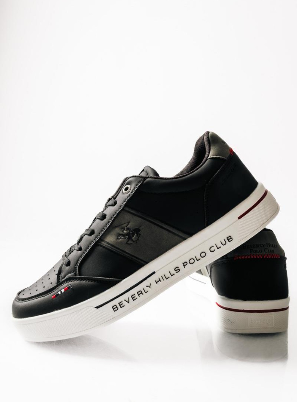 BEVERLY HILLS POLO CLUB ανδρικά sneakers με γκρι λεπτομέρειες ΜΑΥΡΟ
