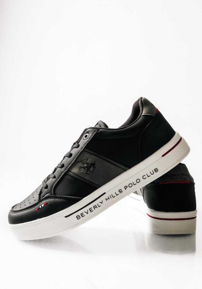 BEVERLY HILLS POLO CLUB ανδρικά sneakers με γκρι λεπτομέρειες ΜΑΥΡΟ