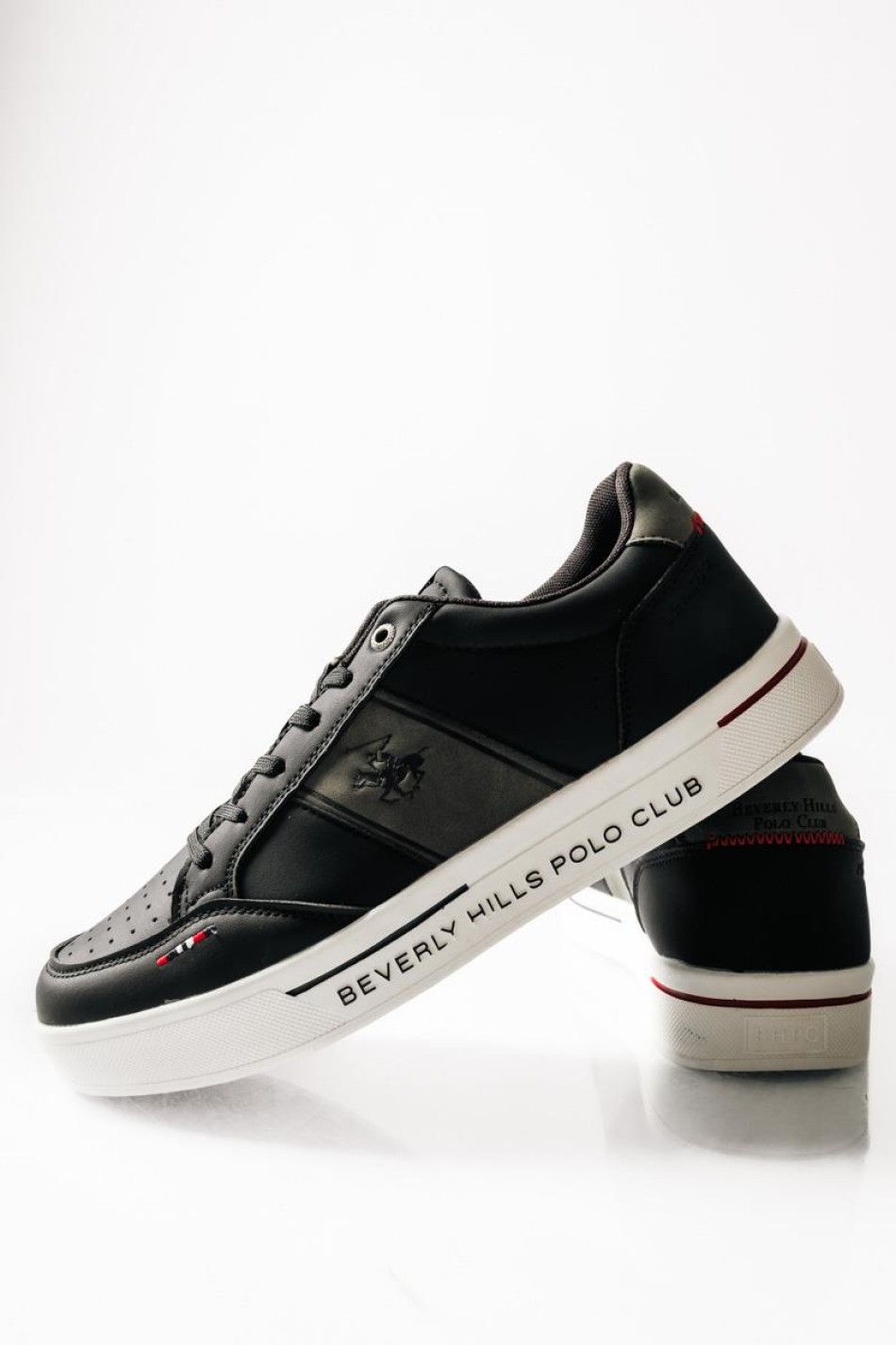 BEVERLY HILLS POLO CLUB ανδρικά sneakers με γκρι λεπτομέρειες ΜΑΥΡΟ