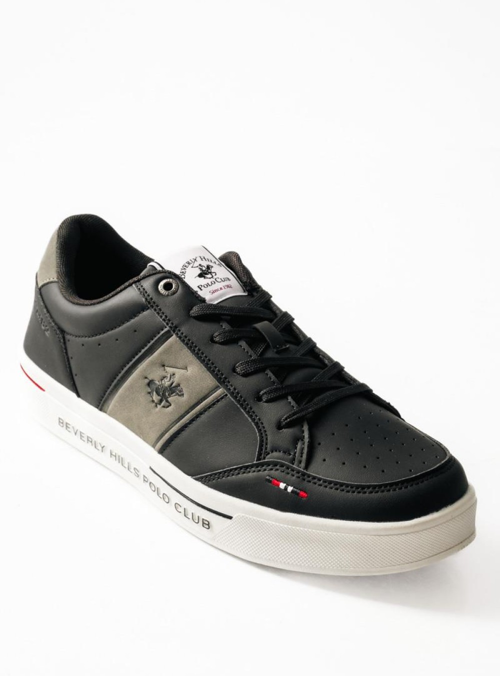 BEVERLY HILLS POLO CLUB ανδρικά sneakers με γκρι λεπτομέρειες ΜΑΥΡΟ