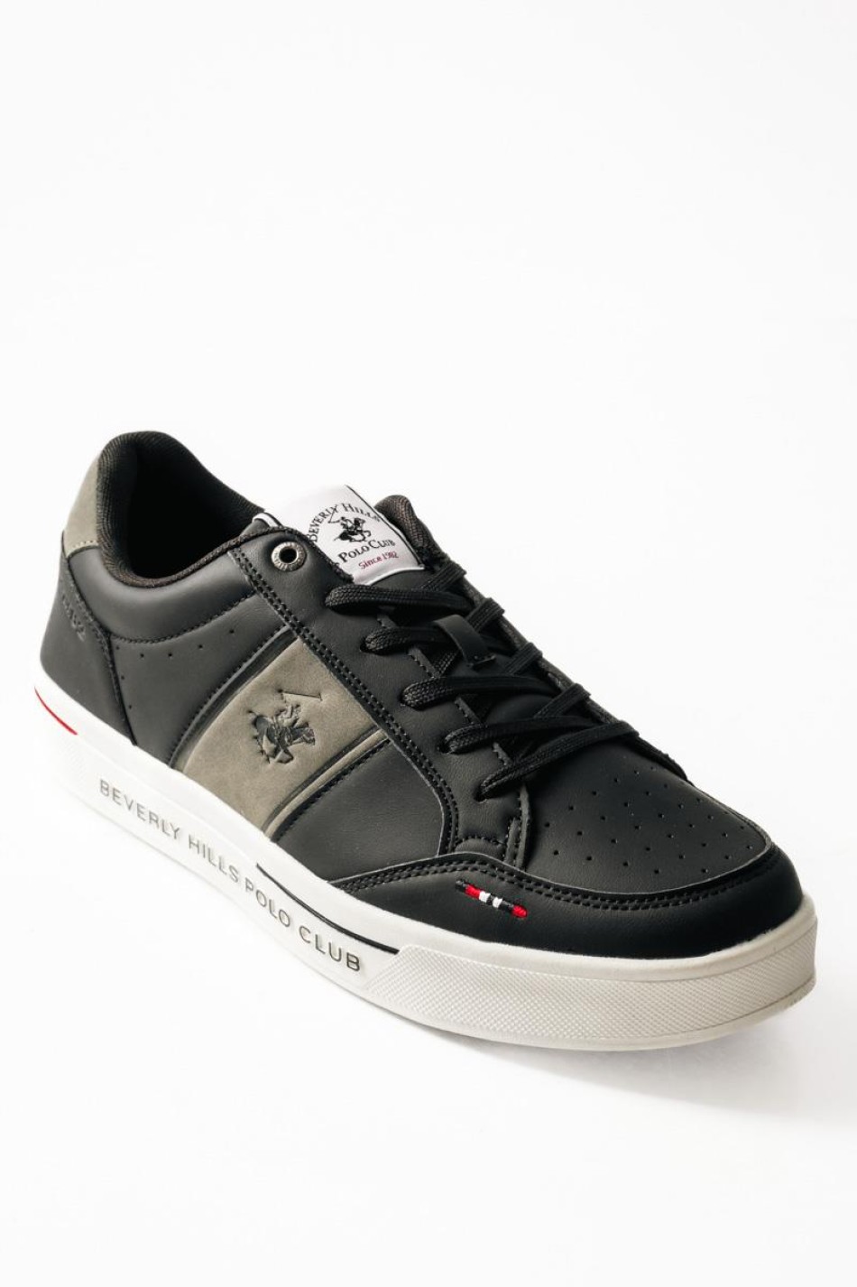 BEVERLY HILLS POLO CLUB ανδρικά sneakers με γκρι λεπτομέρειες ΜΑΥΡΟ
