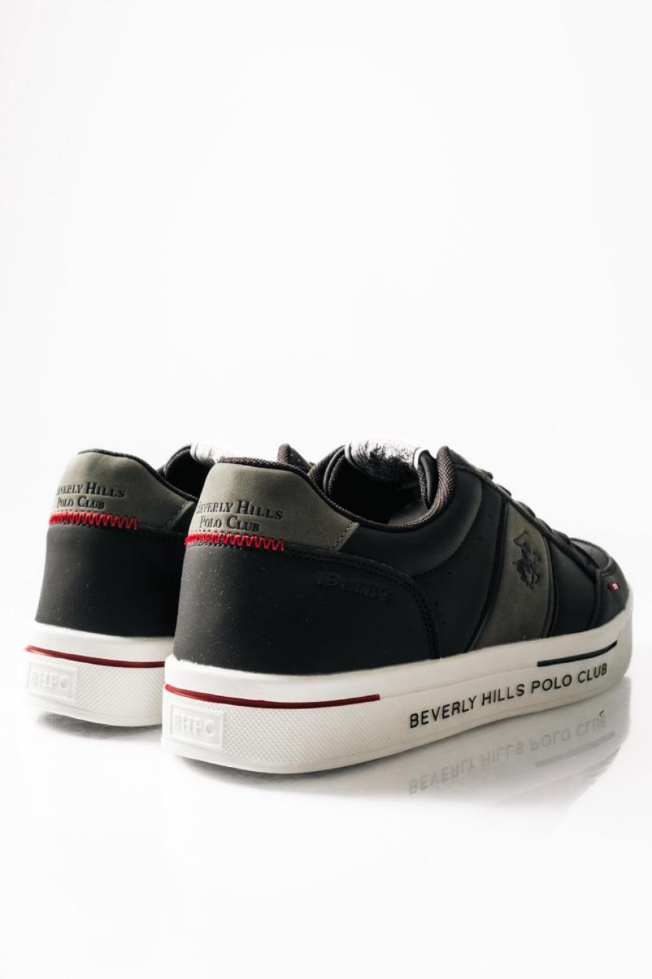 BEVERLY HILLS POLO CLUB ανδρικά sneakers με γκρι λεπτομέρειες ΜΑΥΡΟ