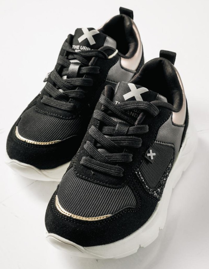 XTI chunky sneakers για κορίτσια με glitter ΜΑΥΡΟ