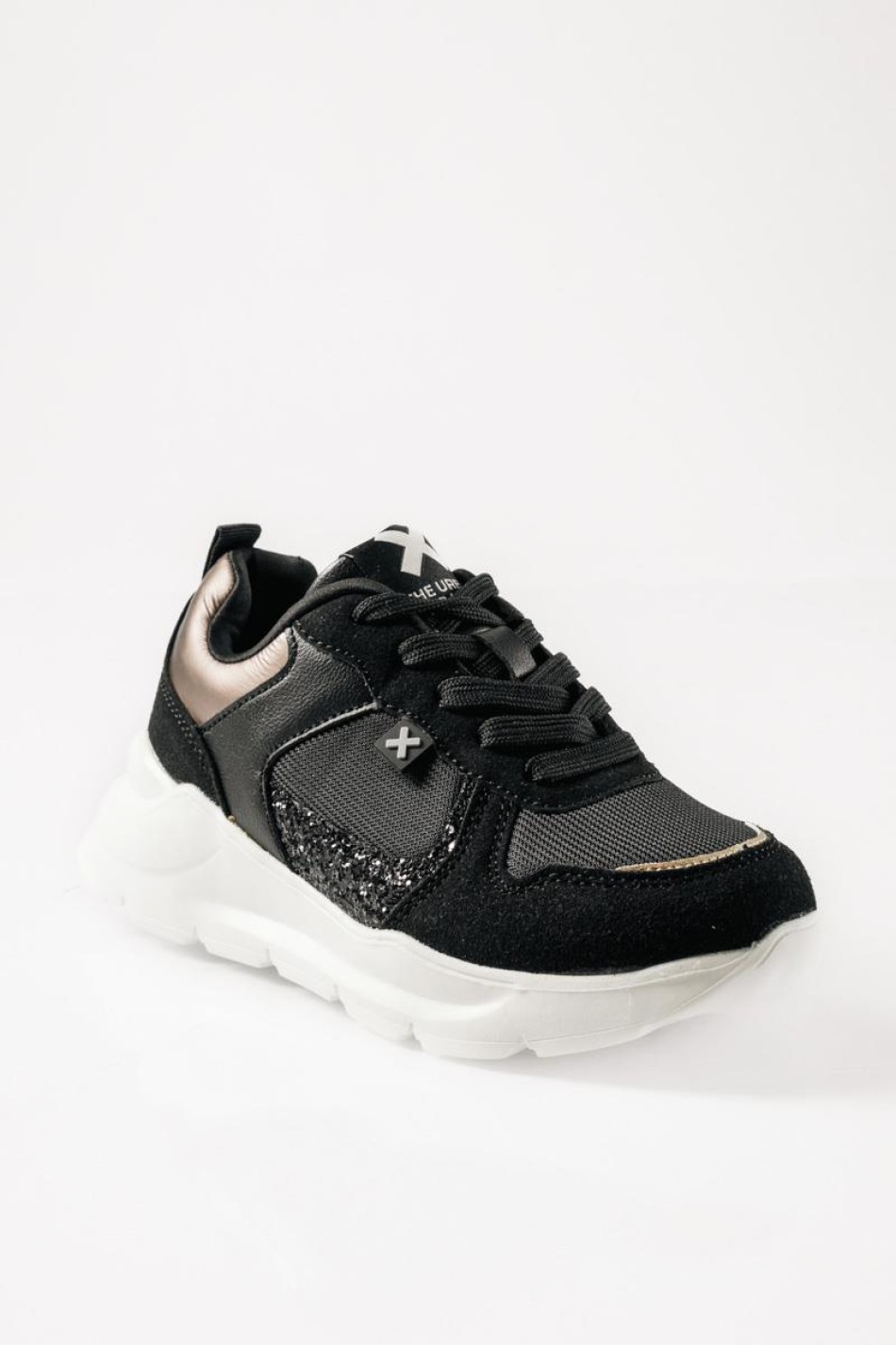 XTI chunky sneakers για κορίτσια με glitter ΜΑΥΡΟ