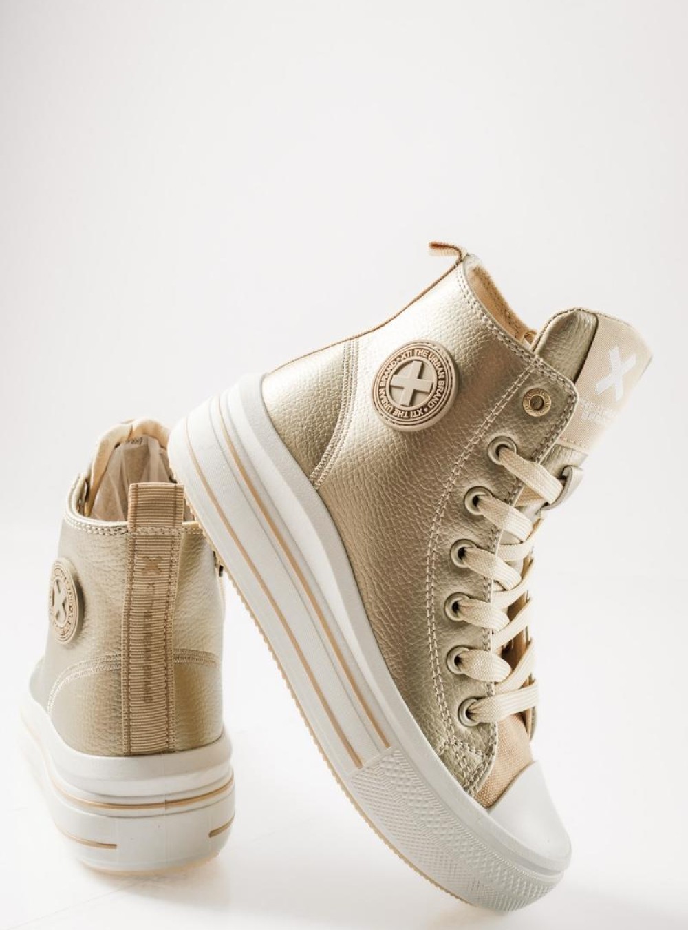 XTI sneakers μποτάκια για κορίτσια με κορδόνια και φερμουάρ ΧΡΥΣΟ
