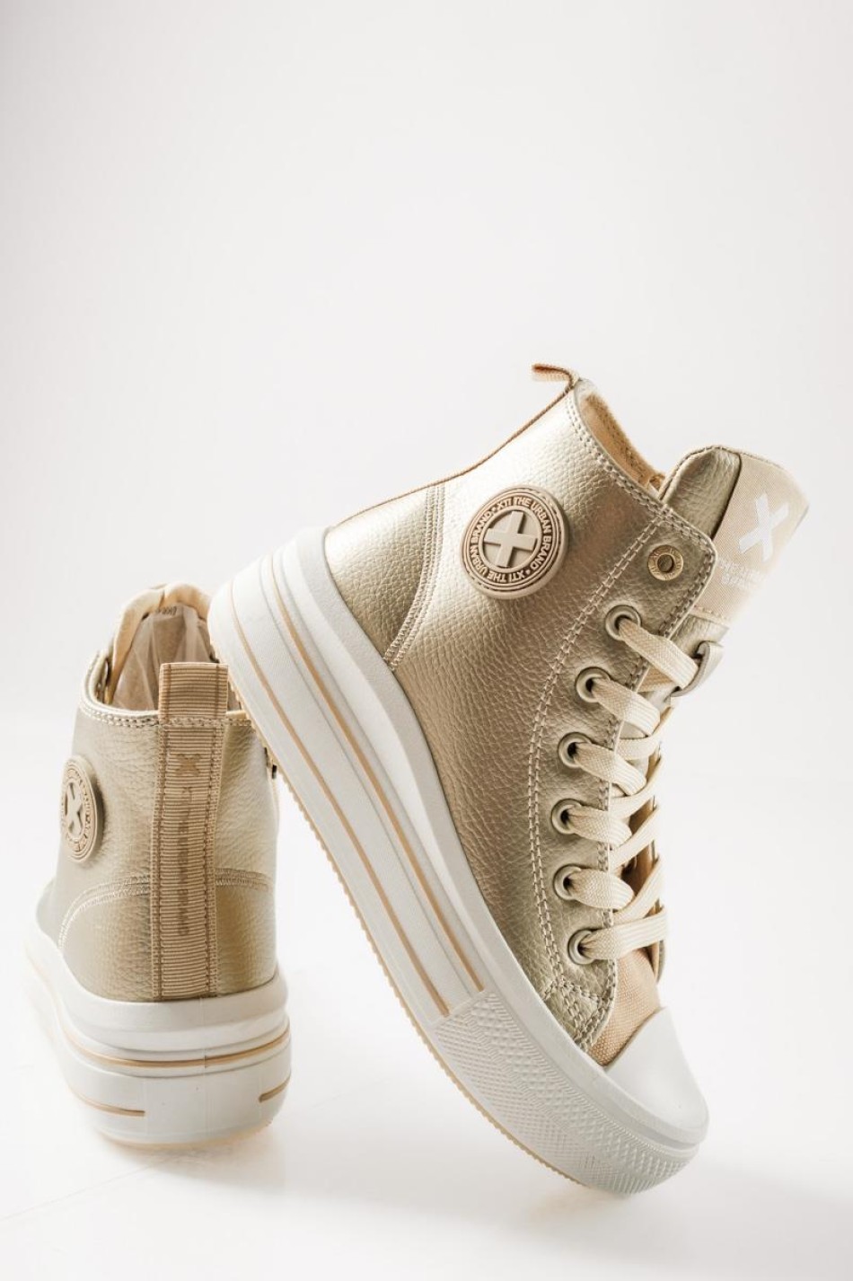 XTI sneakers μποτάκια για κορίτσια με κορδόνια και φερμουάρ ΧΡΥΣΟ