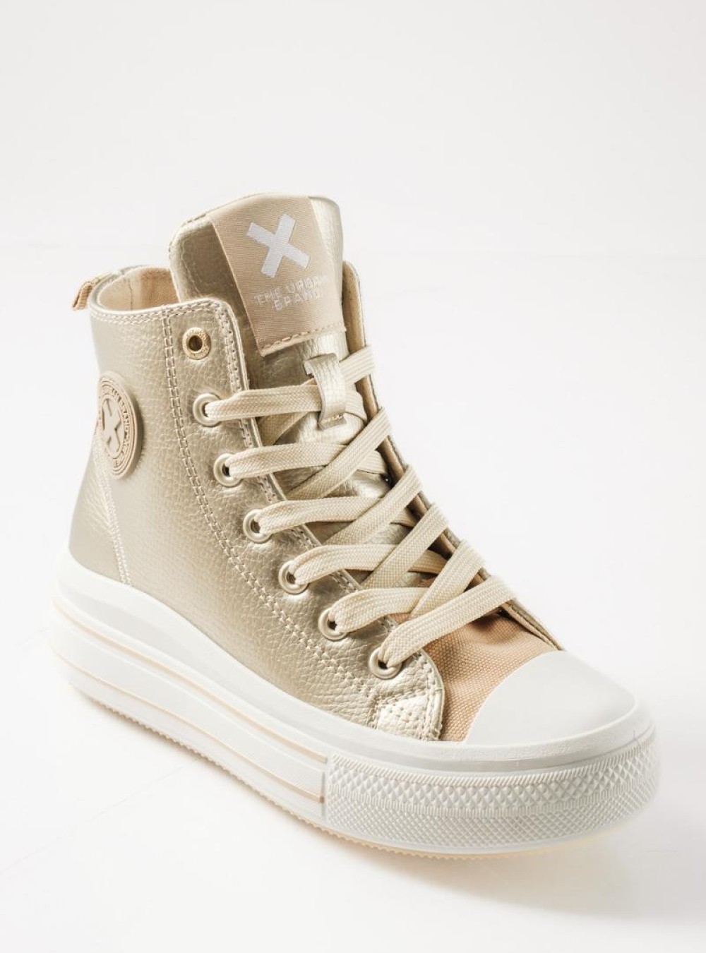 XTI sneakers μποτάκια για κορίτσια με κορδόνια και φερμουάρ ΧΡΥΣΟ