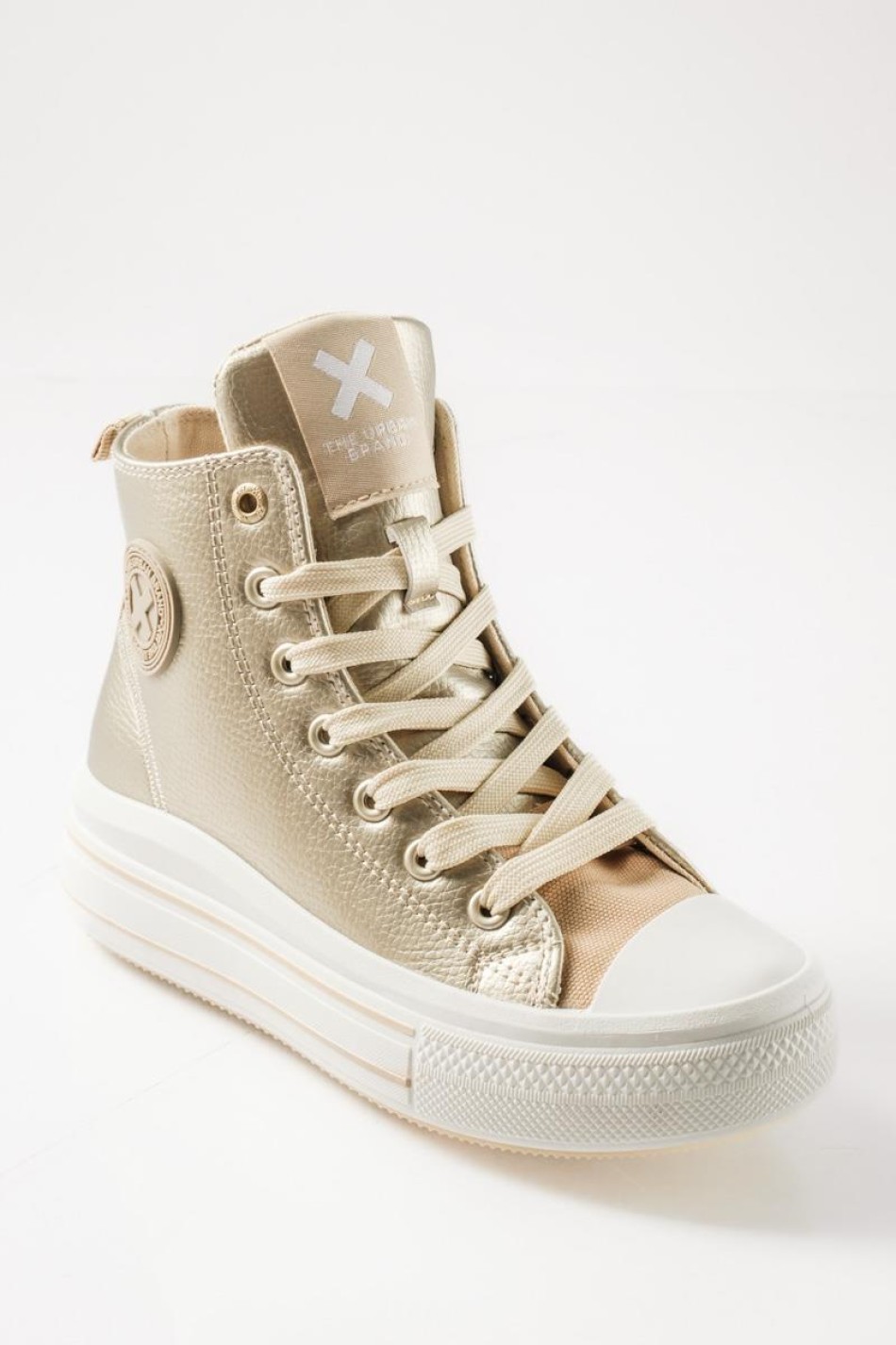 XTI sneakers μποτάκια για κορίτσια με κορδόνια και φερμουάρ ΧΡΥΣΟ