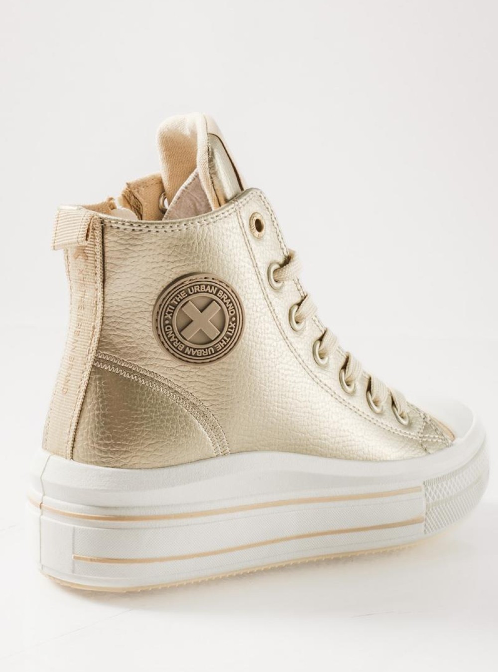 XTI sneakers μποτάκια για κορίτσια με κορδόνια και φερμουάρ ΧΡΥΣΟ