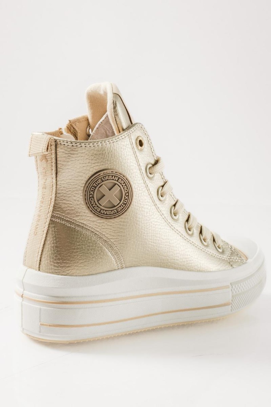 XTI sneakers μποτάκια για κορίτσια με κορδόνια και φερμουάρ ΧΡΥΣΟ