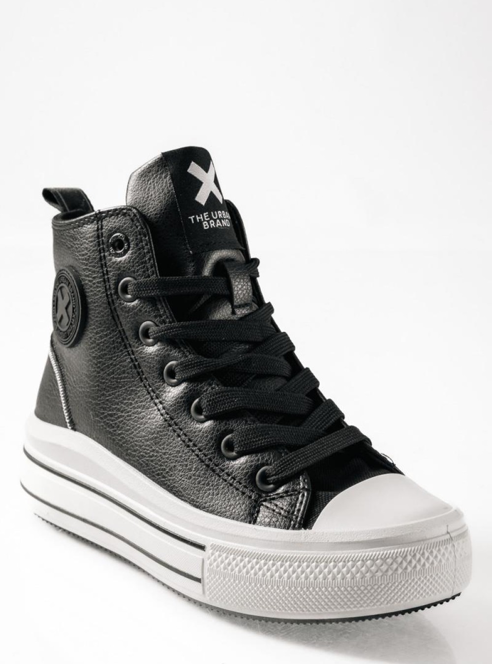 XTI sneakers μποτάκια με κορδόνια και φερμουάρ ΜΑΥΡΟ