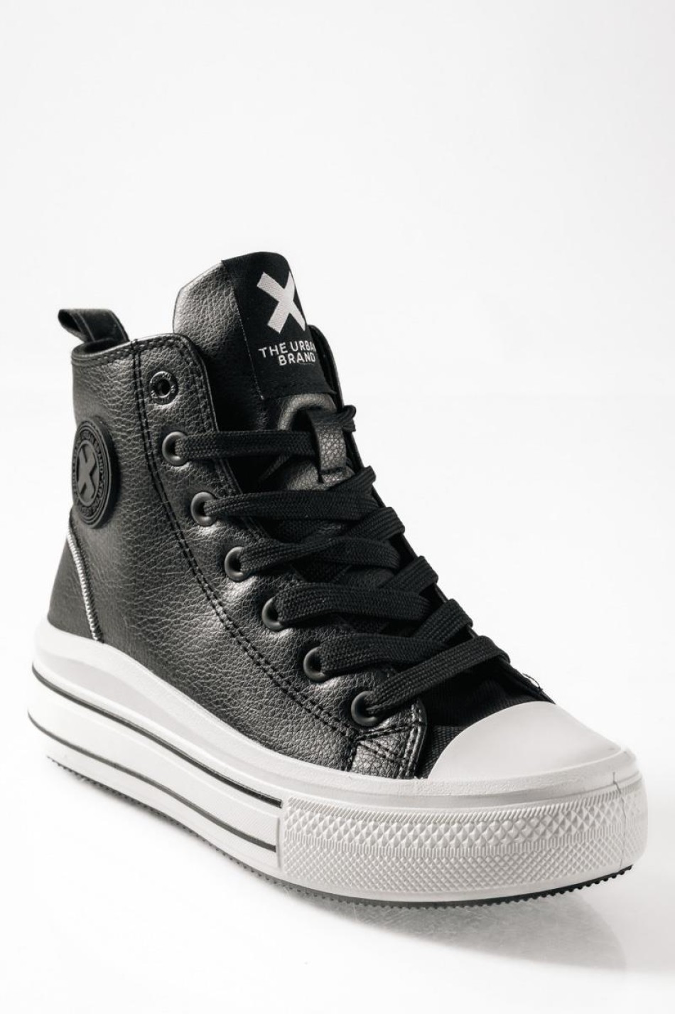 XTI sneakers μποτάκια με κορδόνια και φερμουάρ ΜΑΥΡΟ