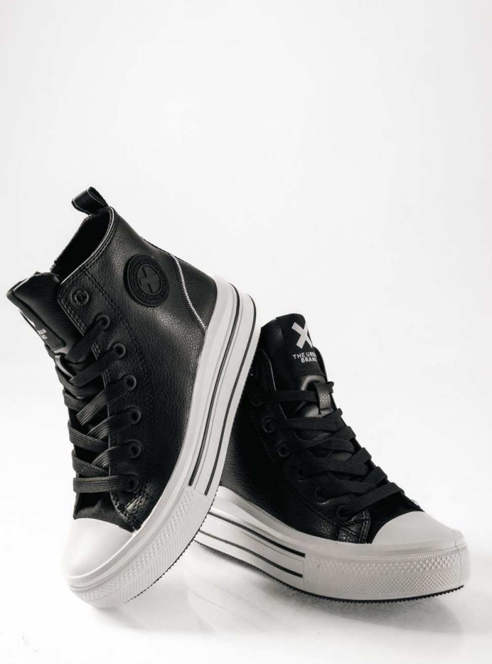 XTI sneakers μποτάκια με κορδόνια και φερμουάρ ΜΑΥΡΟ
