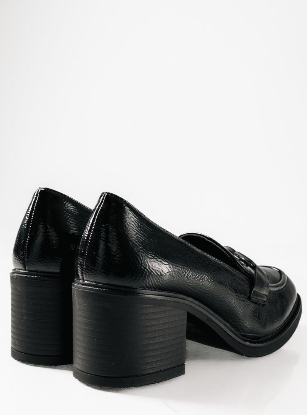 B-SOFT λουστρίνι heeled loafers με λουστρίνι φινίρισμα ΜΑΥΡΟ B-SOFT λουστρίνι heeled loafers με λουστρίνι φινίρισμα ΜΑΥΡΟ