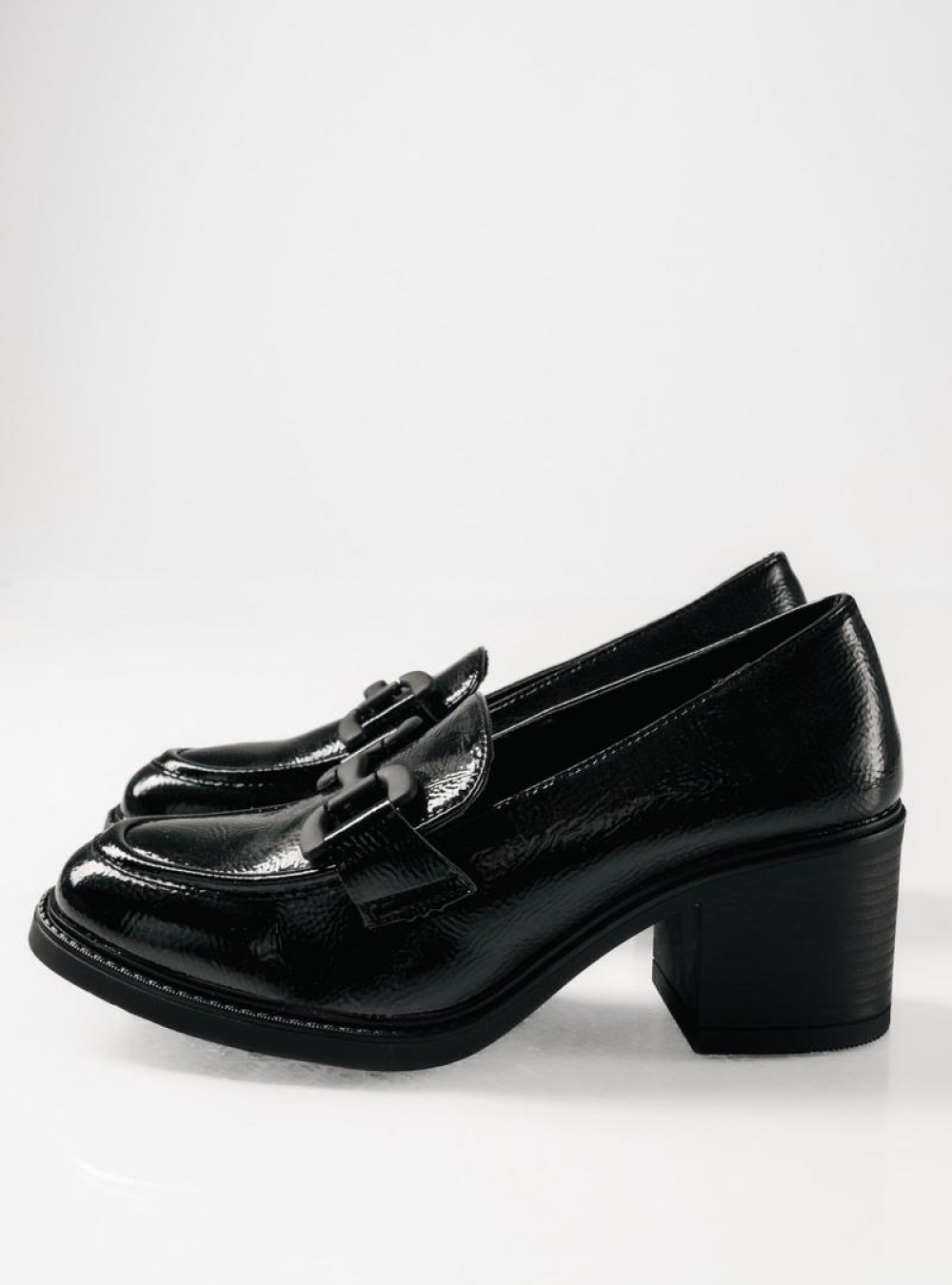 B-SOFT λουστρίνι heeled loafers με λουστρίνι φινίρισμα ΜΑΥΡΟ B-SOFT λουστρίνι heeled loafers με λουστρίνι φινίρισμα ΜΑΥΡΟ