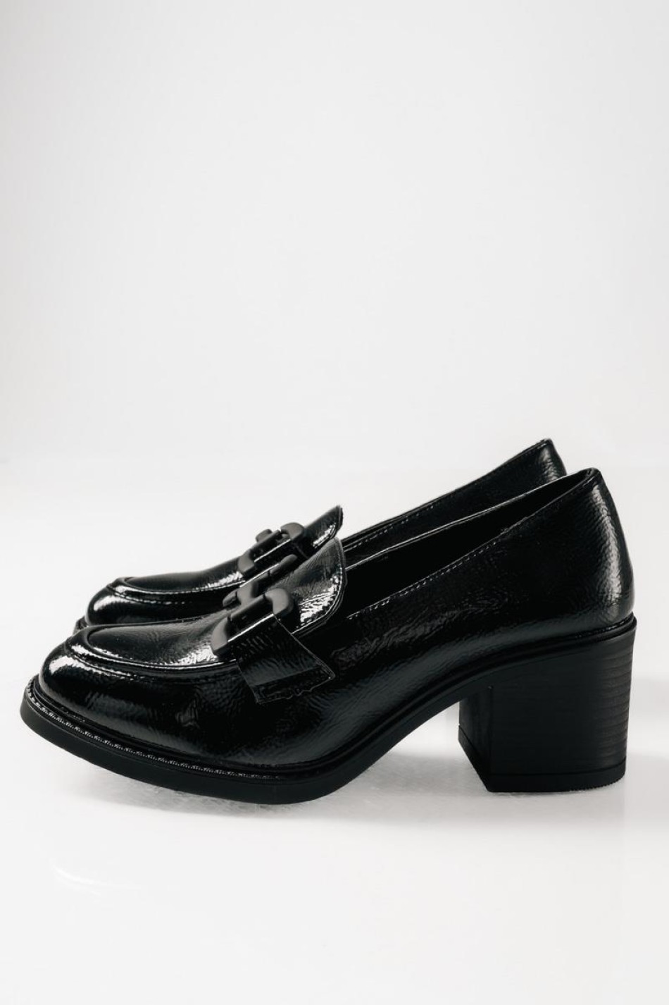 B-SOFT λουστρίνι heeled loafers με λουστρίνι φινίρισμα ΜΑΥΡΟ B-SOFT λουστρίνι heeled loafers με λουστρίνι φινίρισμα ΜΑΥΡΟ