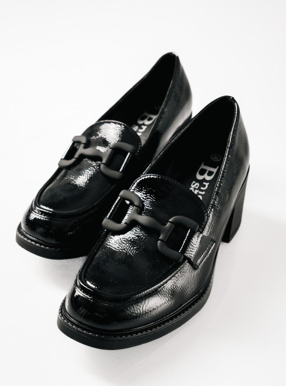 B-SOFT λουστρίνι heeled loafers με λουστρίνι φινίρισμα ΜΑΥΡΟ B-SOFT λουστρίνι heeled loafers με λουστρίνι φινίρισμα ΜΑΥΡΟ