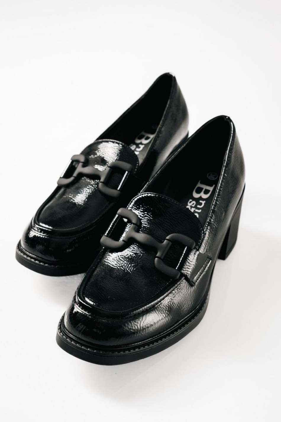 B-SOFT λουστρίνι heeled loafers με λουστρίνι φινίρισμα ΜΑΥΡΟ B-SOFT λουστρίνι heeled loafers με λουστρίνι φινίρισμα ΜΑΥΡΟ