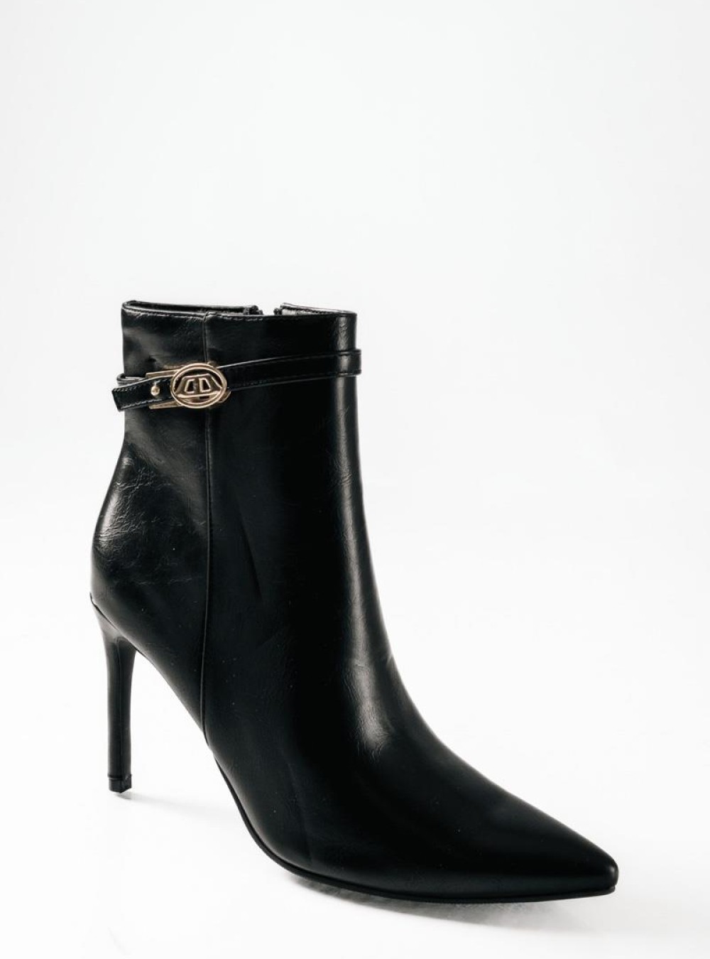 Ankle boots με ψηλό τακούνι και χρυσή διακοσμητική λεπτομέρεια ΜΑΥΡΟ Ankle boots με ψηλό τακούνι και χρυσή διακοσμητική λεπτομέρεια ΜΑΥΡΟ