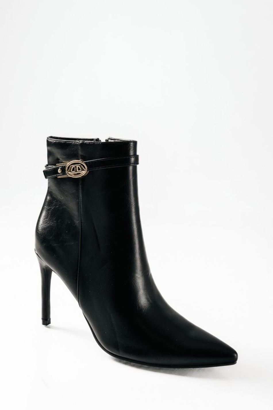 Ankle boots με ψηλό τακούνι και χρυσή διακοσμητική λεπτομέρεια ΜΑΥΡΟ Ankle boots με ψηλό τακούνι και χρυσή διακοσμητική λεπτομέρεια ΜΑΥΡΟ