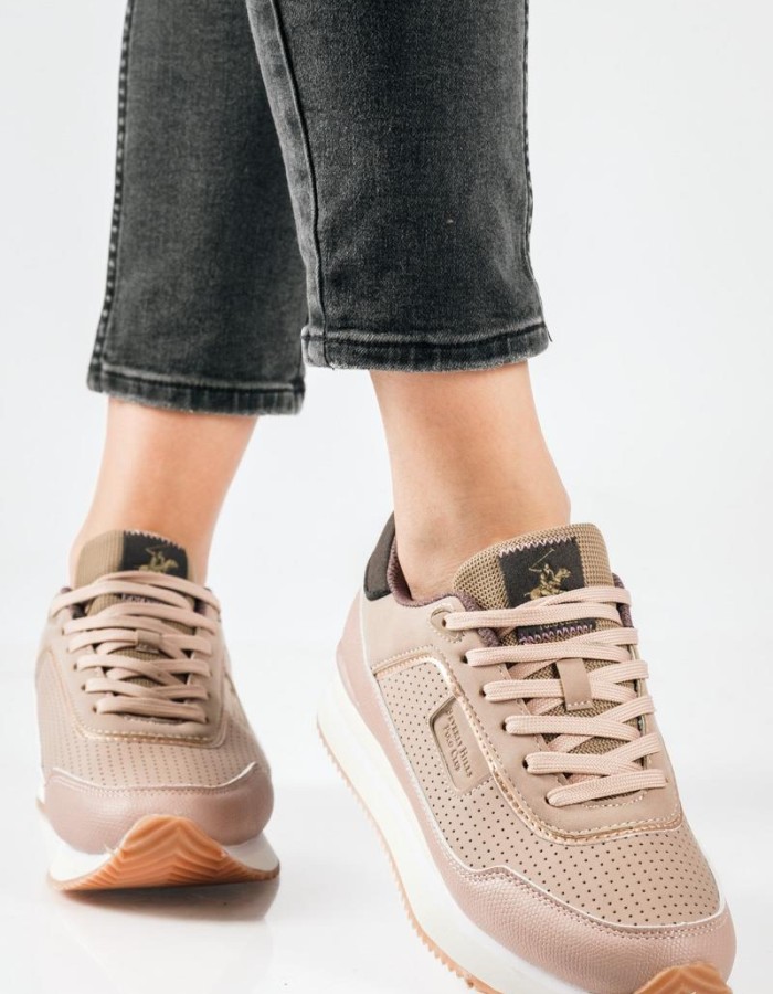 BEVERLY HILLS POLO CLUB γυναικεία sneakers με ανάγλυφη υφή ΡΟΖ