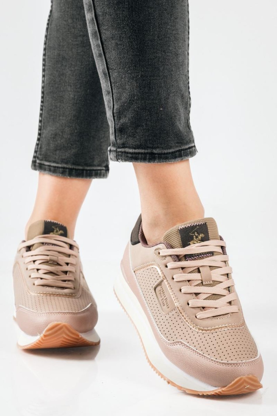 BEVERLY HILLS POLO CLUB γυναικεία sneakers με ανάγλυφη υφή ΡΟΖ