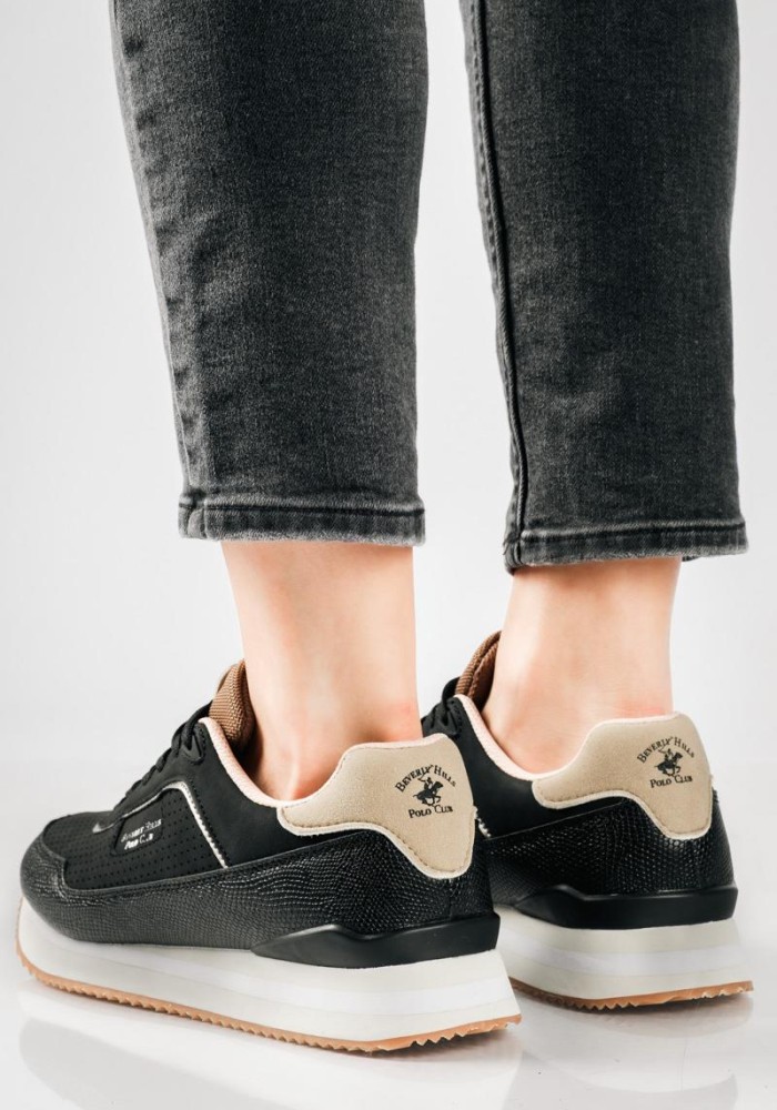 BEVERLY HILLS POLO CLUB γυναικεία sneakers με ανάγλυφη υφή ΜΑΥΡΟ