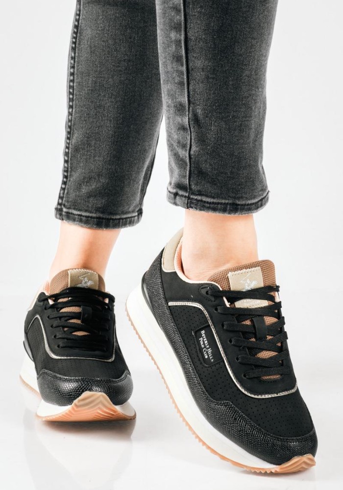 BEVERLY HILLS POLO CLUB γυναικεία sneakers με ανάγλυφη υφή ΜΑΥΡΟ