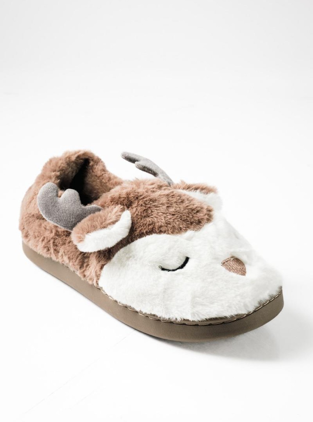 JOMIX γυναικείες fluffy παντόφλες με σχέδιο ζωάκι ΚΑΦΕ