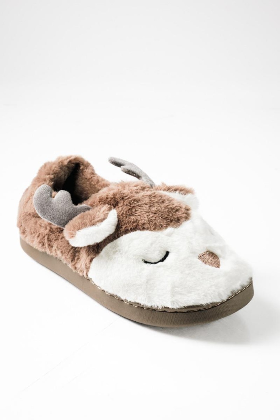 JOMIX γυναικείες fluffy παντόφλες με σχέδιο ζωάκι ΚΑΦΕ