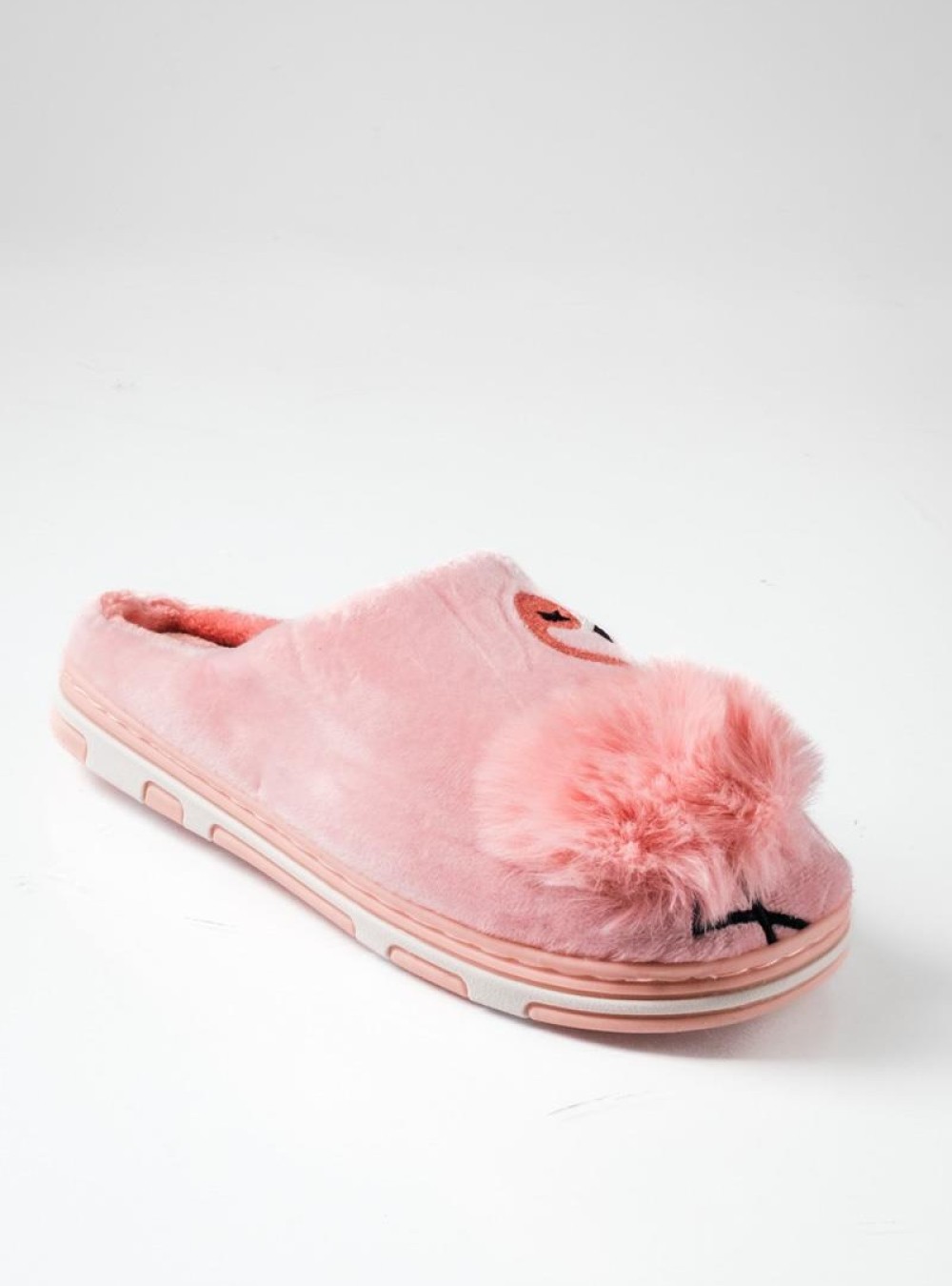 Γυναικείες χειμερινές παντόφλες με σχέδιο flamingo και pom pom ΡΟΖ Γυναικείες χειμερινές παντόφλες με σχέδιο flamingo και pom pom ΡΟΖ