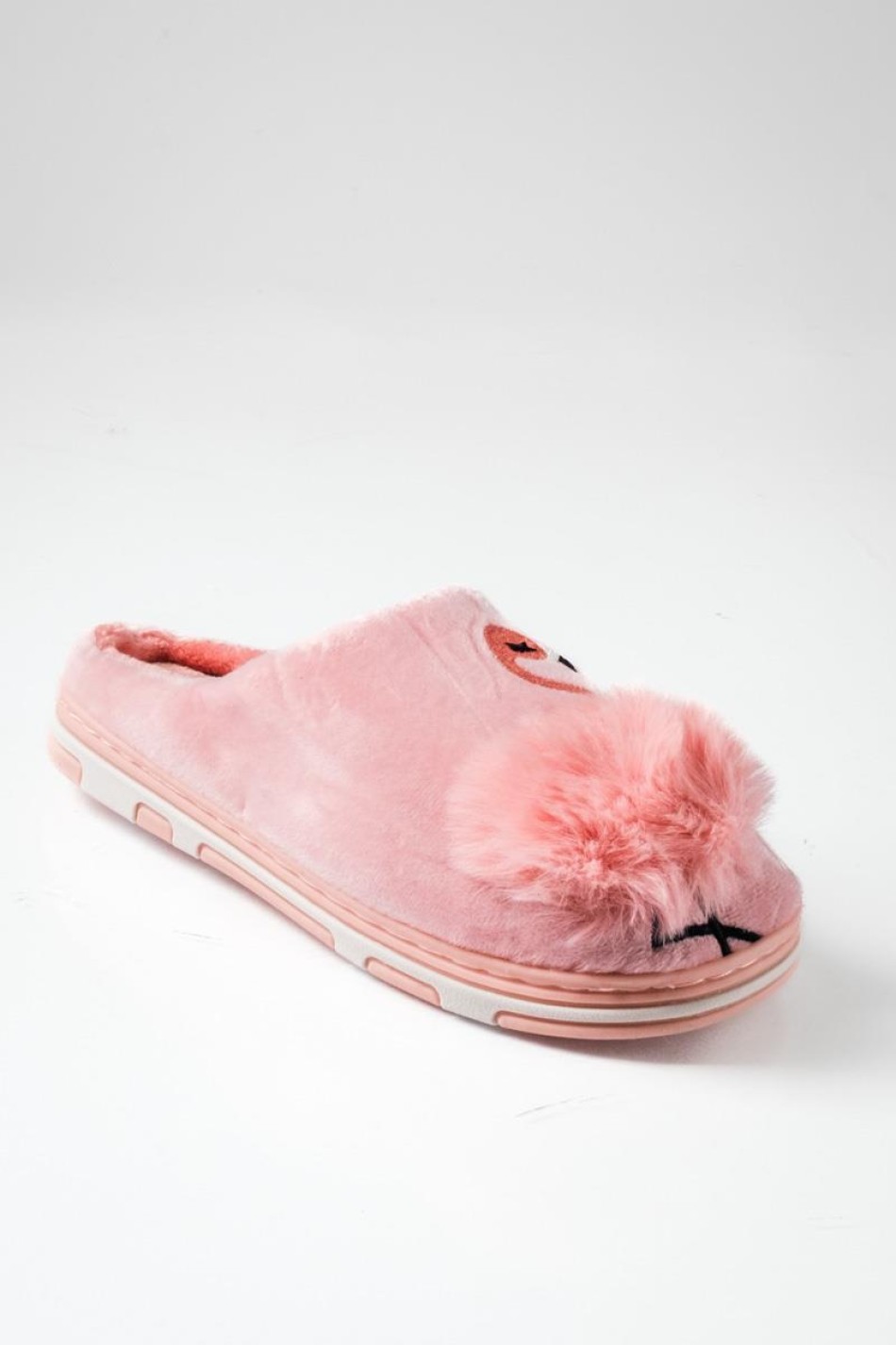 Γυναικείες χειμερινές παντόφλες με σχέδιο flamingo και pom pom ΡΟΖ Γυναικείες χειμερινές παντόφλες με σχέδιο flamingo και pom pom ΡΟΖ