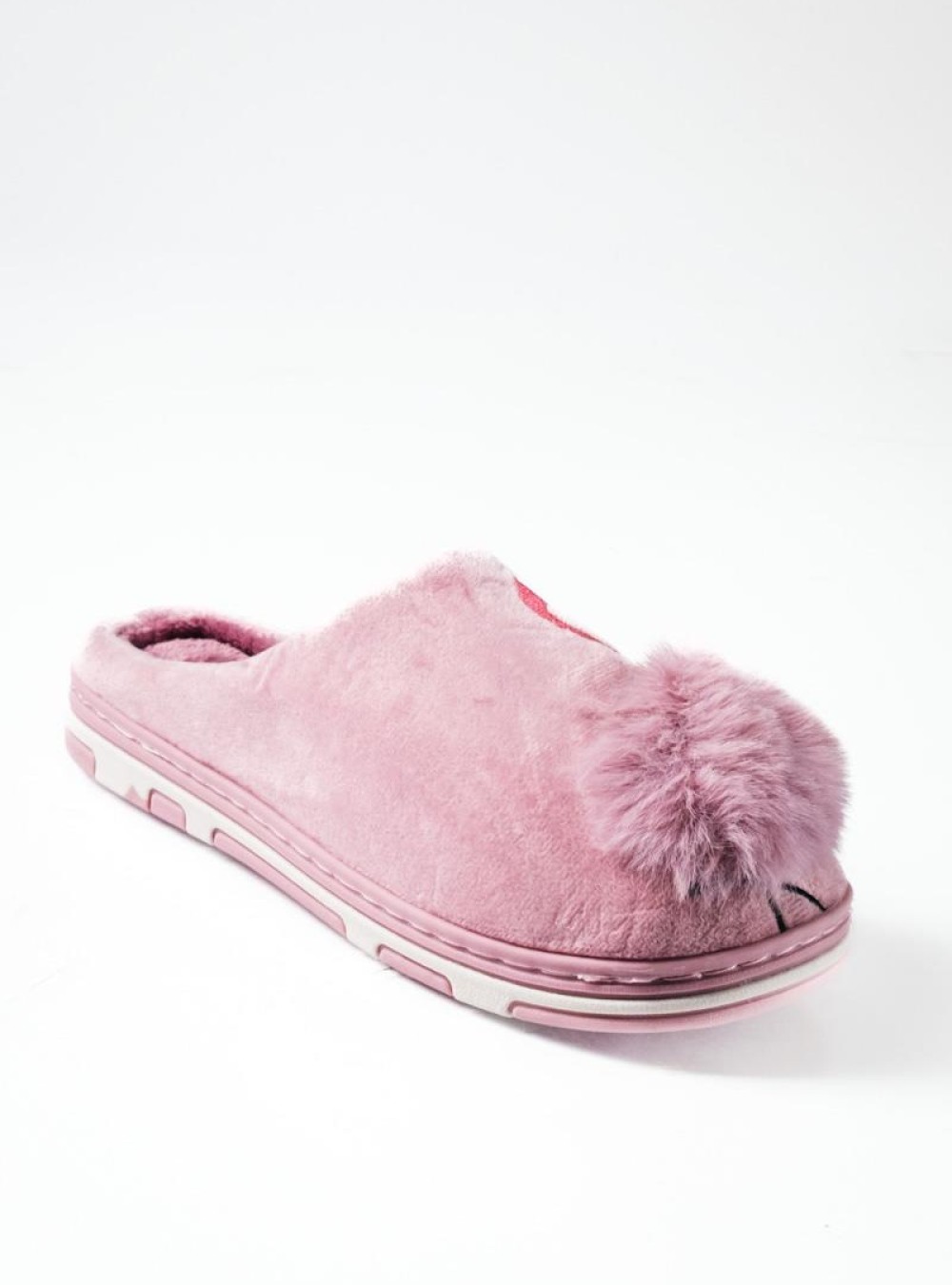 Γυναικείες χειμερινές παντόφλες με σχέδιο flamingo και pom pom ΜΩΒ