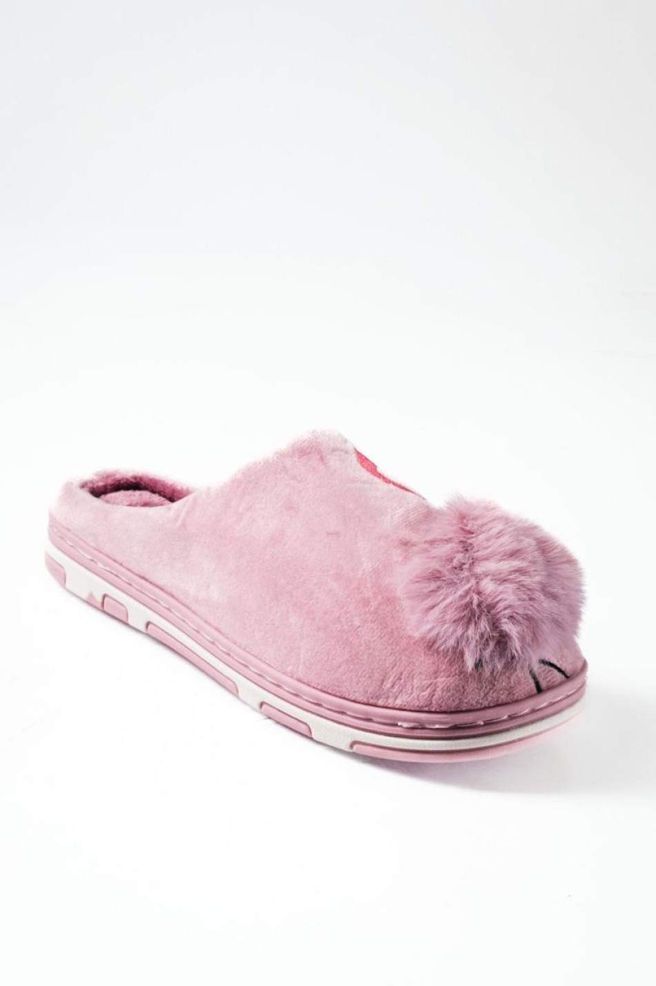 Γυναικείες χειμερινές παντόφλες με σχέδιο flamingo και pom pom ΜΩΒ