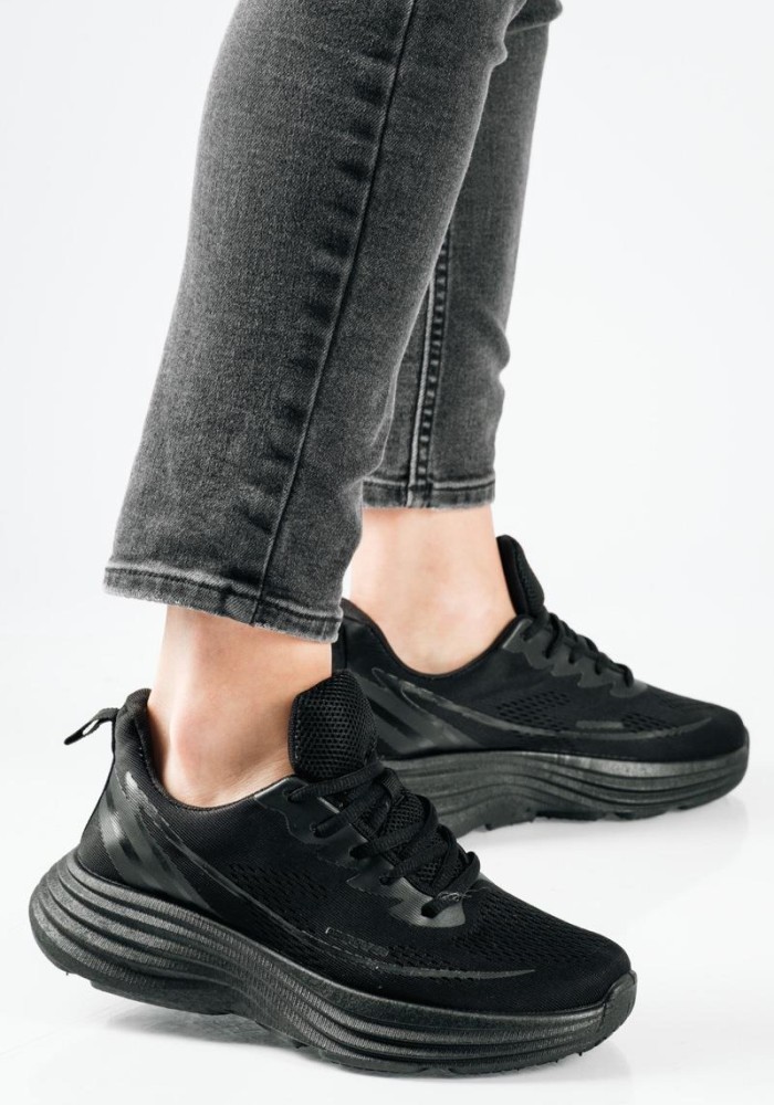 Running sneakers δίσολα σε απλή γραμμή ΜΑΥΡΟ