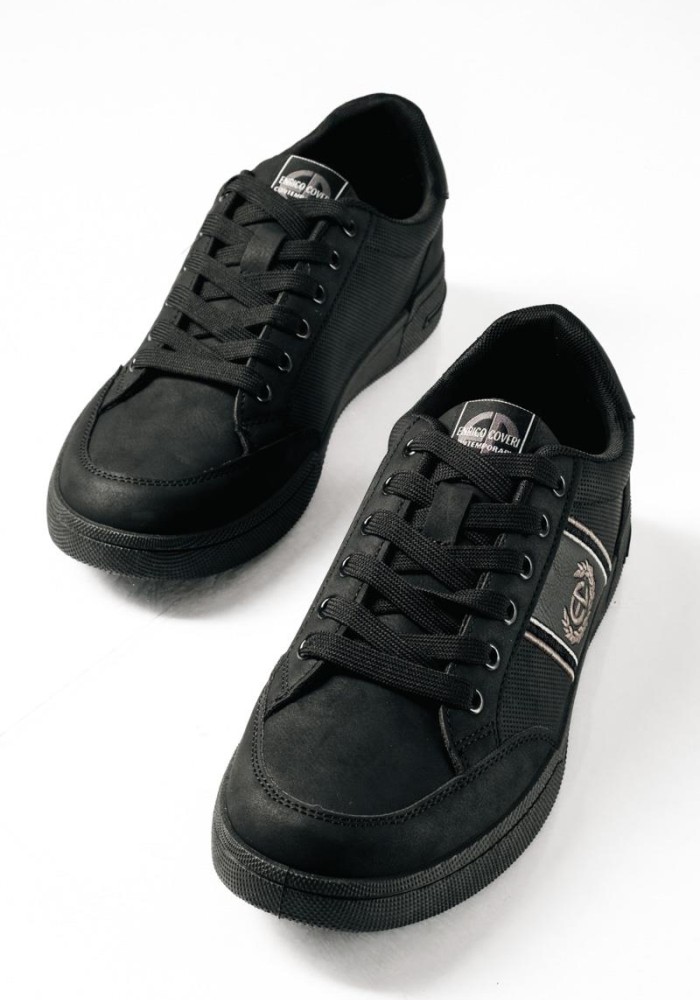 ENRICO COVERI ανδρικά sneakers με διακριτικό λογότυπο ΜΑΥΡΟ