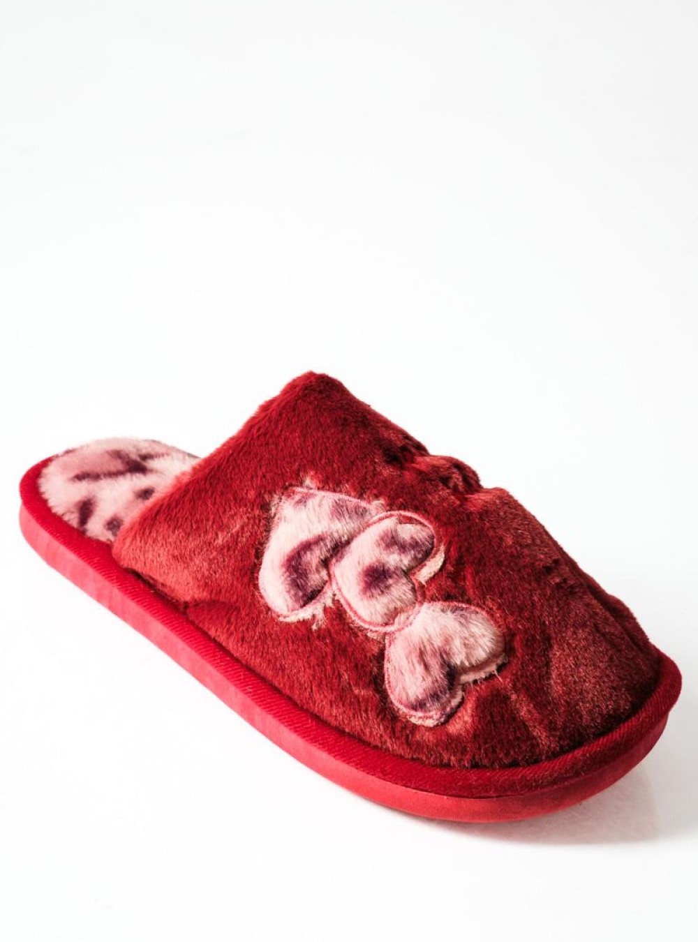 Μπορντώ γυναικείες παντόφλες με animal print λεπτομέρειες Μπορντώ γυναικείες παντόφλες με animal print λεπτομέρειες