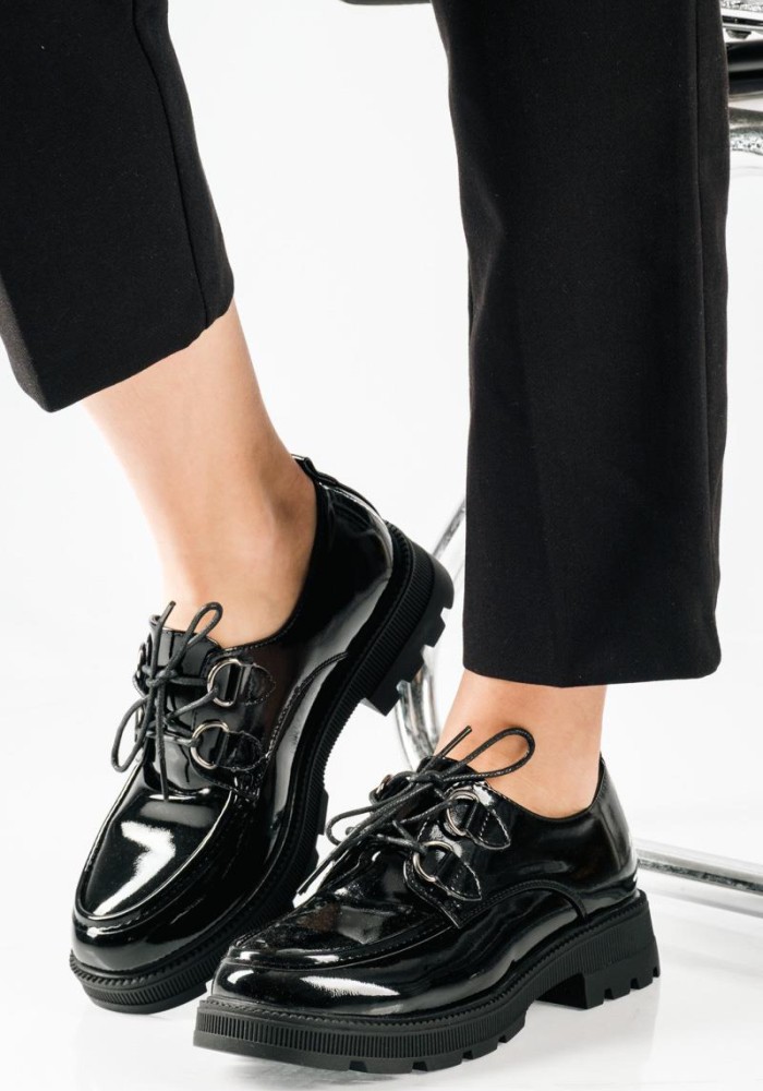 B-SOFT γυναικεία μαύρα λουστρίνι δετά loafers B-SOFT γυναικεία μαύρα λουστρίνι δετά loafers