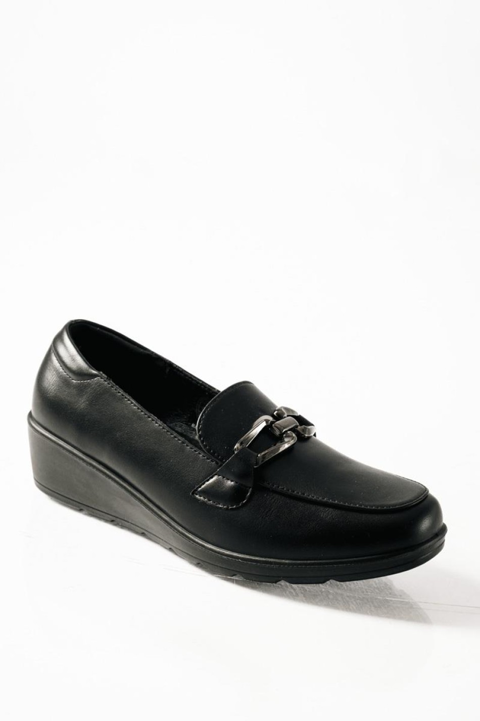 PAREX γυναικεία ανατομικά loafers με δερμάτινο πάτο σε μαύρο χρώμα
