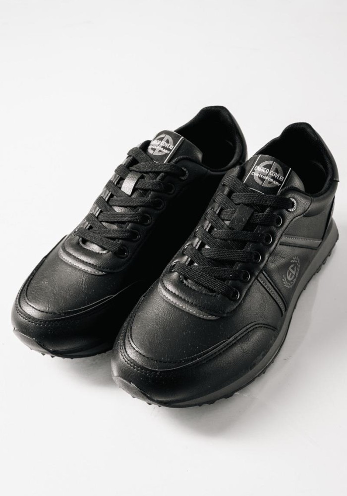 ENRICO COVERI ανδρικά μαύρα sneakers με αδιάβροχο ύφασμα