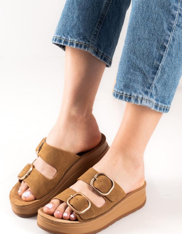 Parex γυναικεία μαλακά ταμπά flatforms με ρυθμιζόμενες φάσες